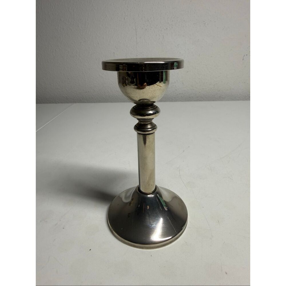 Rare Vintage Candlestick Holder Silver Color 6”